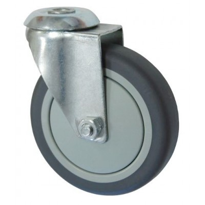 Колесо А 100 (006-063-100) с кронштейном поворотным пластик/TPR с отверстием 12,5