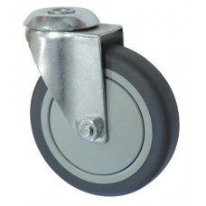 Колесо А 125 (006-063-125) с кронштейном поворотным пластик/TPR с отверстием 12,5