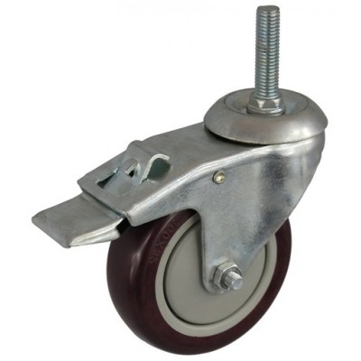 Колесо А 100 (015-060-100) с кронштейном поворотным пластик/полиуретан болт М12 с тормозом