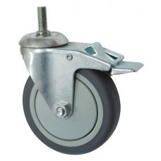 Колесо А 125 (015-063-125) с кронштейном поворотным пластик/TPR болт М12 с тормозом