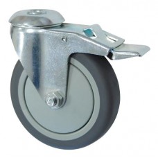 Колесо А 100 (007-063-100) с кронштейном поворотным пластик/TPR с отверстием 12,5 с тормозом