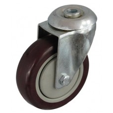 Колесо А 125 (006-061-125) с кронштейном поворотным пластик/полиуретан с отверстием 12,5