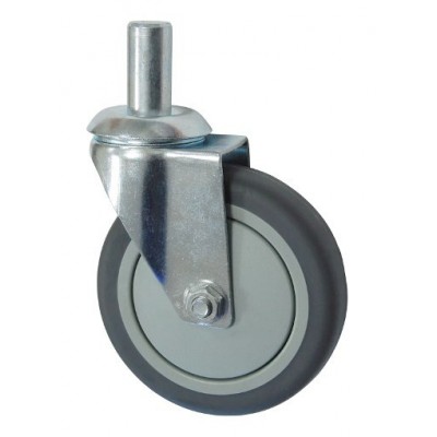 Колесо А 125 (010-063-125) с кронштейном поворотным пластик/TPR с осью fi.22