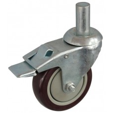 Колесо А 125 (011-061-125) с кронштейном поворотным пластик/полиуретан с осью fi.22 с тормозом