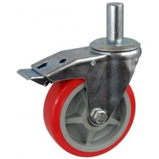 Колесо А 200 (011-210-200) с кронштейном поворотным пластик/полиуретан с осью fi.27 с тормозом