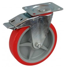 Колесо А 200 (002-210-200) с кронштейном поворотным пластик/полиуретан с тормозом