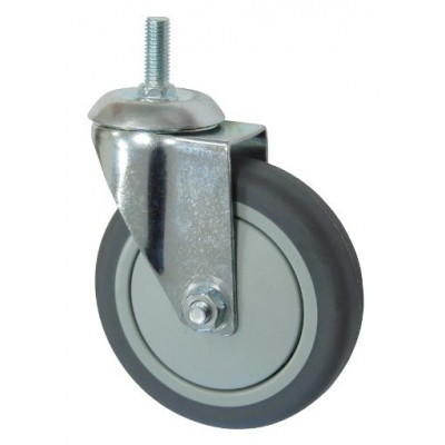 Колесо А 125 (014-063-125) с кронштейном поворотным пластик/TPR болт М12