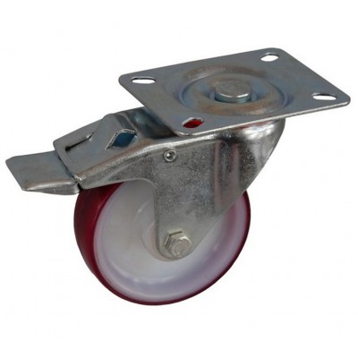 Колесо А 100 (002-024-100) с кронштейном поворотным полиамид/полиуретан с втулкой с тормозом