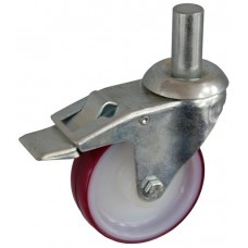 Колесо А 100 (011-026-100) с кронштейном поворотным полиамид/полиуретан с роликовым подшинником с осью fi.22 с тормозом