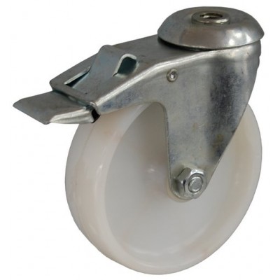 Колесо А 100 (007-020-100) с кронштейном поворотным полиамид с втулкой с отверстием 12,5 с тормозом