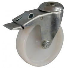 Колесо А 100 (007-022-100) с кронштейном поворотным полиамид с роликовым подшипником с отверстием 12,5 с тормозом