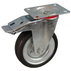 Колесо А 200 (002-009-200) с кронштейном поворотным металл/резина сборный диск с тормозом