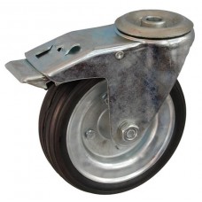 Колесо А 200 (007-009-200) с кронштейном поворотным металл/резина сборный диск с отверстием 16,5 с тормозом