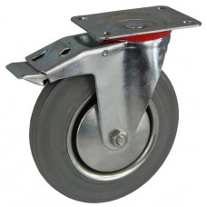 Колесо А 160 (002-002-160) с кронштейном поворотным металл/резина серая с тормозом