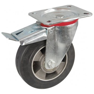 Колесо C 200 (102-250-200) с кронштейном поворотным алюминий/резина с тормозом