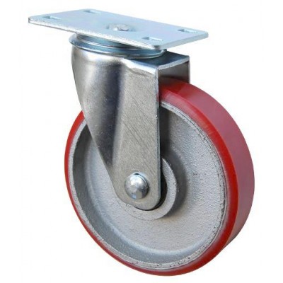 Колесо F 125 (201-080-125) с кронштейном поворотным чугун/полиуретан