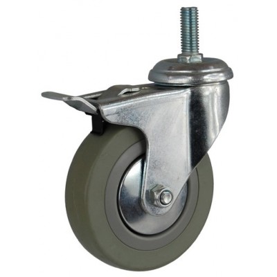 Колесо G 100 (265-100-100) с кронштейном поворотным пластик/резина болт М12 с тормозом