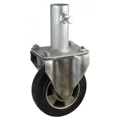 Колесо RA 200 (003-250-200R1) с кронштейном алюминий/резина с креплением под круглый профиль с фиксирующими болтами