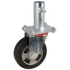 Колесо RA 160 (001-250-160R2) с кронштейном поворотным алюминий/резина с крепление под круглый профиль с фиксирующими болтами