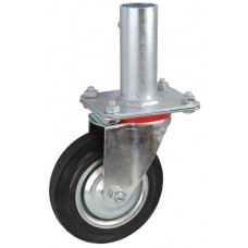 Колесо RA 200 (001-001-200R1) с кронштейном поворотным металл/резина с креплением под круглый профиль с фиксирующими болтами