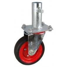 Колесо RA 160 (001-009-160R1) с кронштейном поворотным металл/резина сборный диск с креплением под круглый профиль с фиксирующими болтами