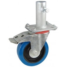 Колесо RA 160 (002-065-160R1) с кронштейном поворотным эластик с креплением под круглый профиль с фиксирующими болтами с тормозом