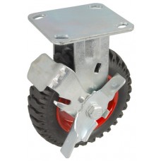 Колесо SA 125 (304-200-125) с кронштейном металл/резина с шариковым подшипником с тормозом