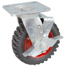 Колесо SA 100 (302-200-100) с кронштейном поворотным металл/резина с шариковым подшипником с тормозом