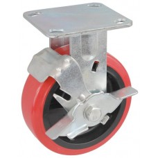 Колесо SA 125 (304-210-125) с кронштейном пластик/полиуретан с тормозом